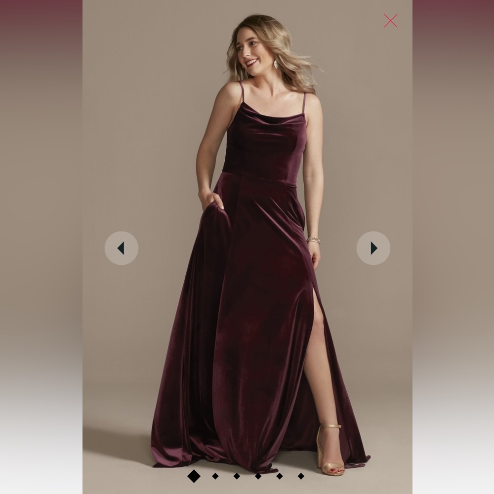 David’s Bridal Velvet Cowl Neck Bridesmaid/Prom Dress